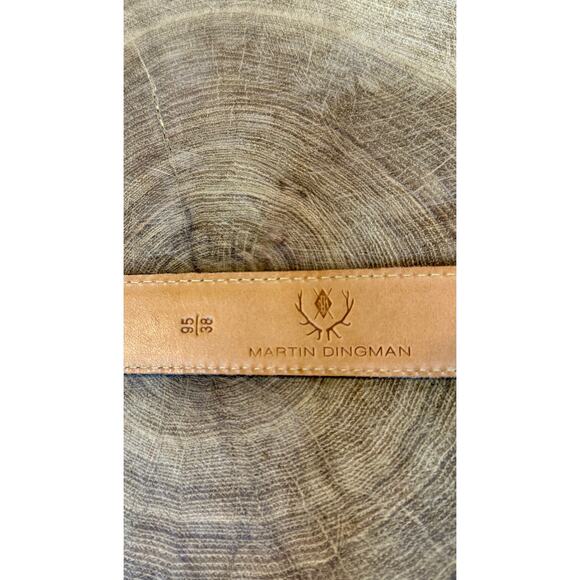 Martin Dingman Luxury Black Leather Men's Belt With Silver Accents size 95/38 - Picture 4 of 10